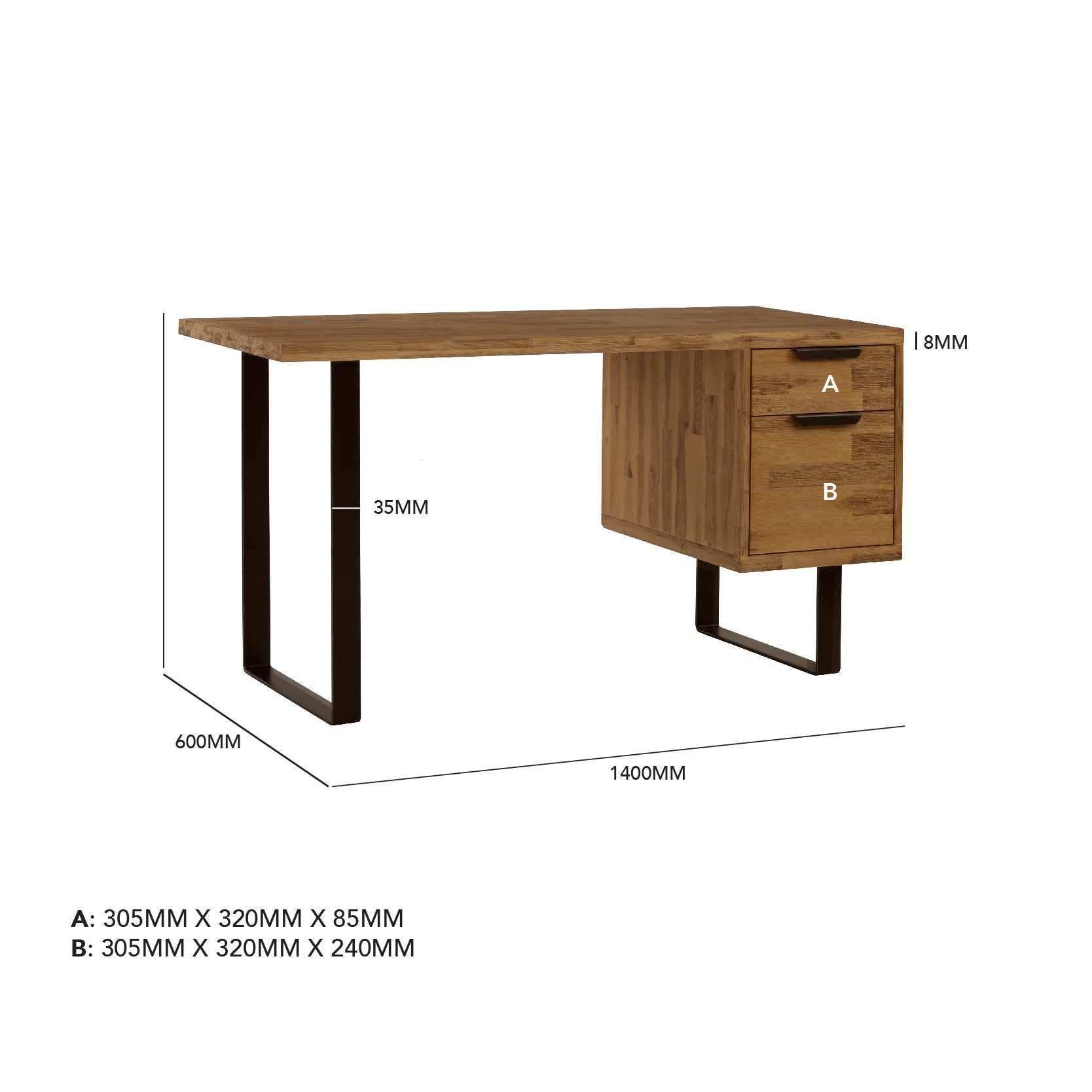 馬來西亞原裝進口實木傢俬 - F系列 - Brighton布萊頓書桌