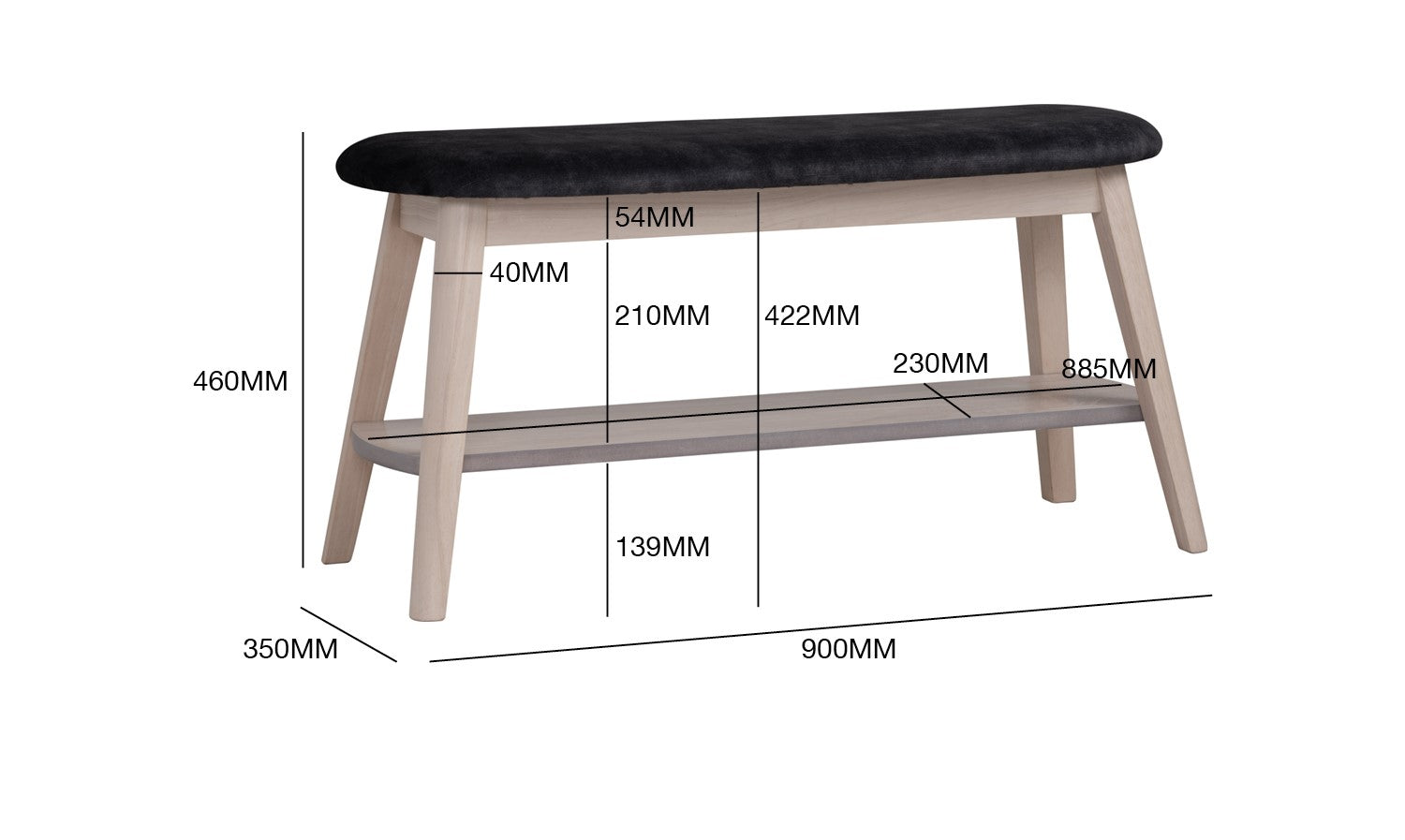 馬來西亞原裝進口實木傢俬 - LU系列 - OZEL 0.9米長凳