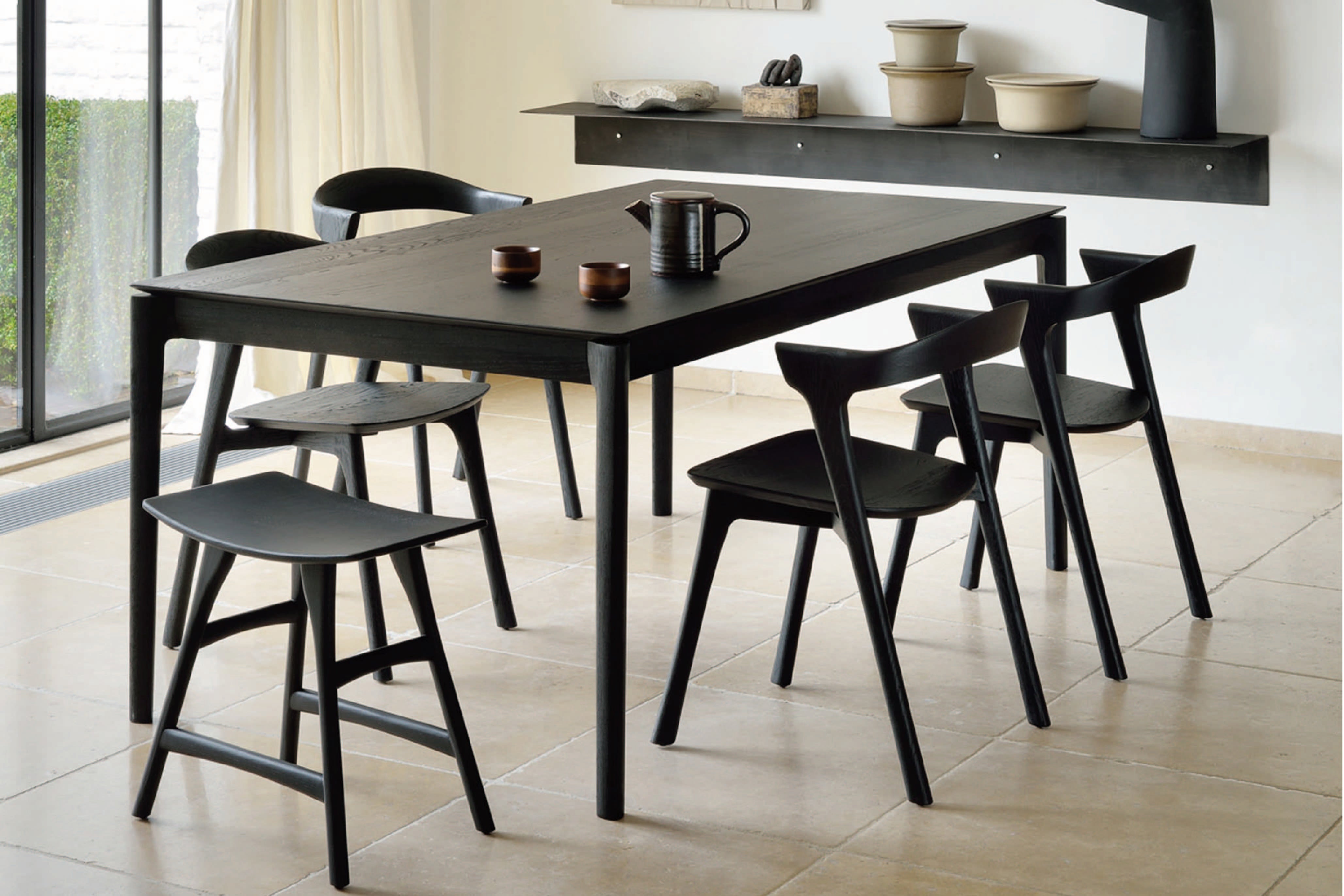 比利時原裝進口實木傢俬 - 伸縮系列 - Bok系列黑色橡木可伸縮餐桌