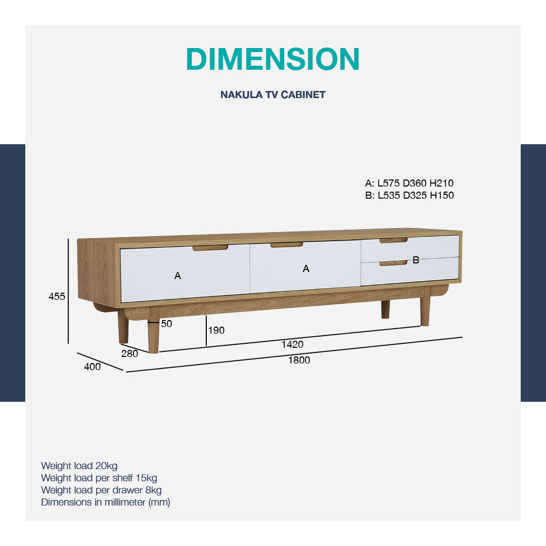 馬來西亞原裝進口實木傢俬 - LU系列 - NAKULA 1.8米電視櫃