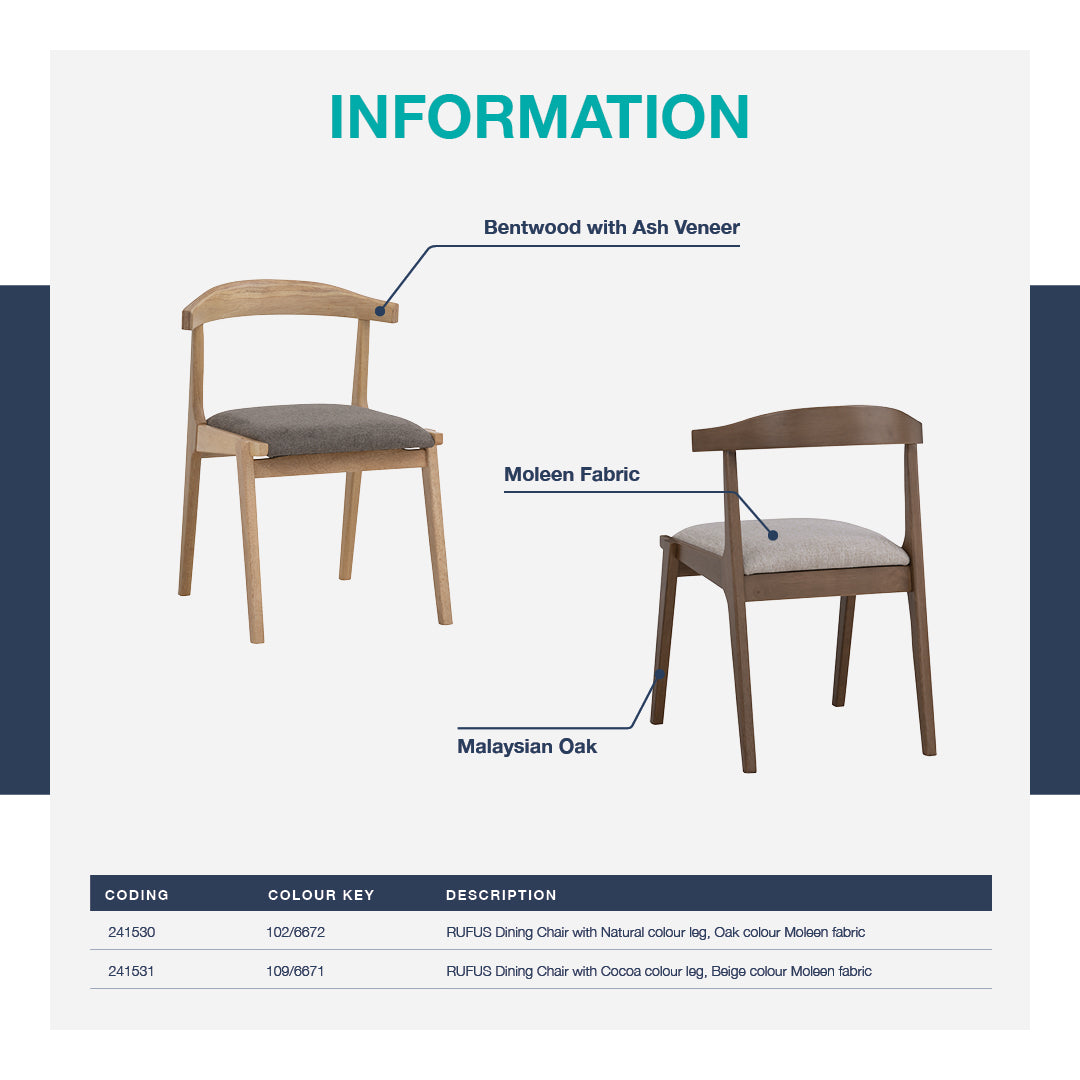 馬來西亞原裝進口實木傢俬 - LU系列 - RUFUS餐椅
